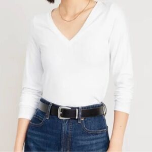 Cotton V-Neck Long Sleeve Top